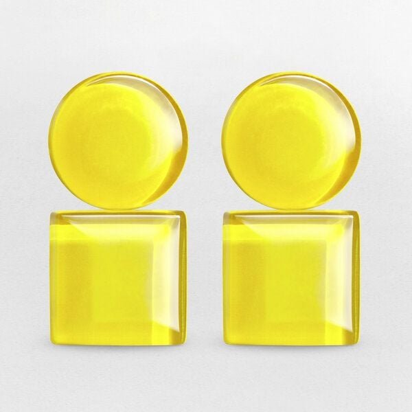 ALEXASCHA Geometrische Clip Ohrringe aus Glas | Bauhaus Design | 16 Farbkombinationen