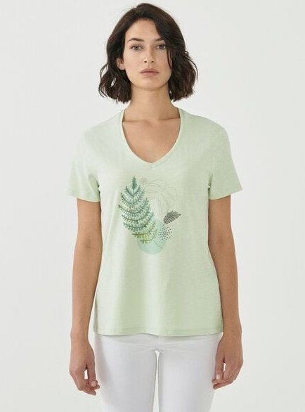 ORGANICATION Damen T-Shirt aus Bio-Baumwolle mit Blatt-Print