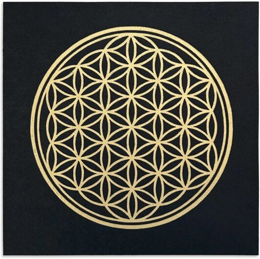 Veskor Cassiopeia BLUME DES LEBENS I | Goldener Heilige Geometrie Linoldruck | 20 × 20 cm