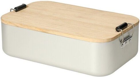 elasto Vorratsdose 'Bamboo' groß - aluminium Brotdose inkl. Schneidebrett