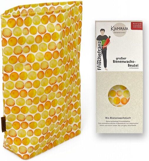 Kumanu - von Natur aus gut Bienenwachs-Beutel groß "Frischefranz" | 35x29cm | aus Bio-Bienenwachstuch