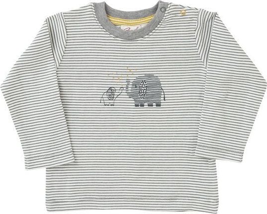 People Wear Organic Langarmshirt "Elefant", weiß geringelt/bedruckt, 100% Baumwolle (bio)