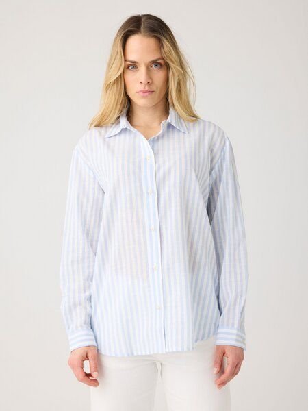 KnowledgeCotton Apparel Lockere gestreifte Bluse aus Bio-Baumwolle