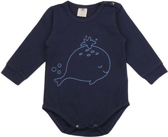 Thumbnail - Baby Langarmbody GOTS zertifiziert, 95% Bio-Baumwolle, dunkelblau, weich, elastisch, Druckknöpfe – Walkiddy