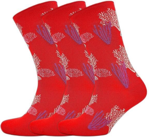 BLS Organic 3er Pack GOTS zertifiziert Damensocken mit Korallenmuster