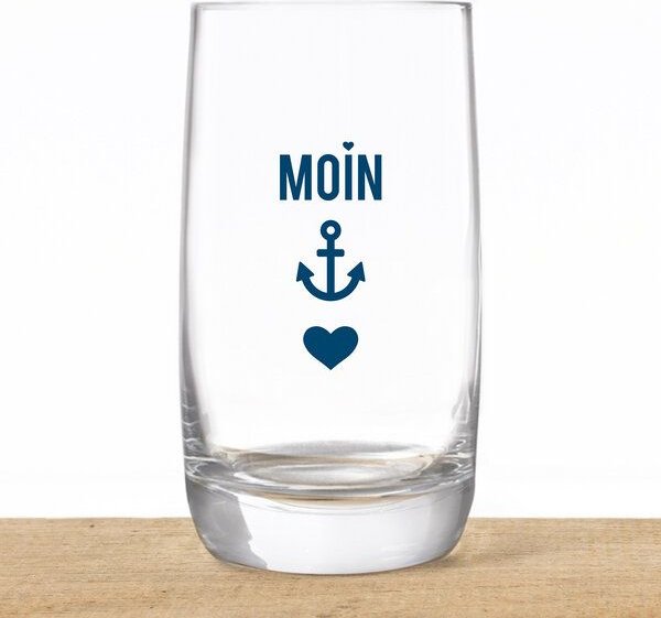 Bow & Hummingbird Kristallglas, Longdrinkglas "Moin-Anker-Herz" made in EU