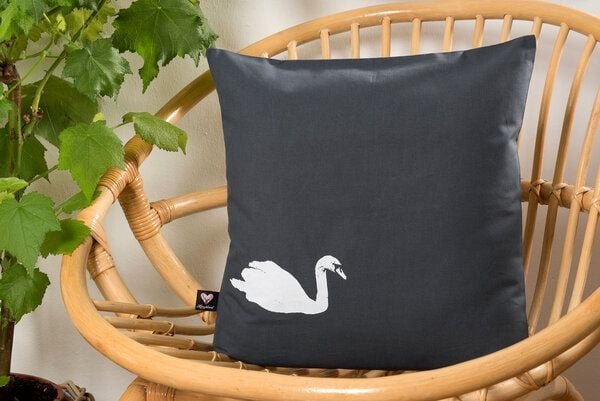 Hirschkind Bio-Kissenbezug 'Schwan' dunkelgrau 40x40cm