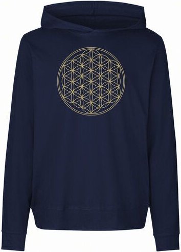 Peaces.bio - handbedruckte Biomode Damen Jersey-Hoodie Die Blume des Lebens