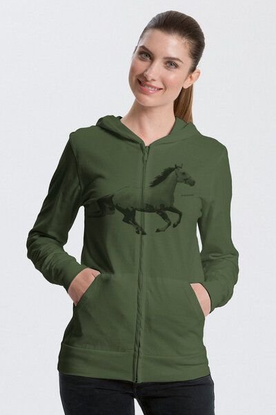 Peaces.bio - handbedruckte Biomode Bio-Jersey-Zip-Hoodie Horsepower