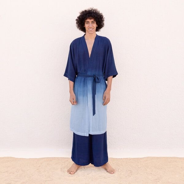 SATYA - JAYA-UNIQUE Serie - Damen - Kimono aus Ecovero, handgefärbt in Tie-Dye oder Farbverlauf in Bali