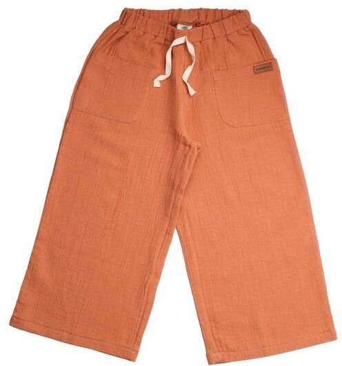 Kinder Jogginghose GOTS zertifiziert Bio-Baumwolle 95/5 Elasthan Braun weit geschnitten elastischer Bund – Walkiddy