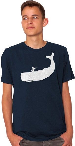 HANDGEDRUCKT "Cowboy und Wal" Männer T-Shirt