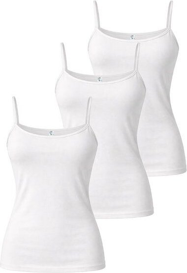 Haasis Bodywear Damen Spaghetti Top, Glanzeinfass, 3er Pack, Bio Baumwolle