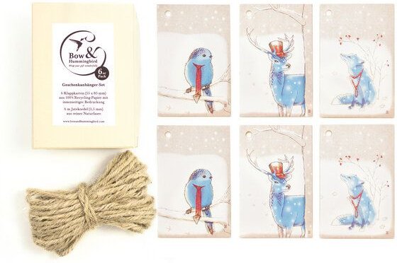Bow & Hummingbird Geschenkanhänger Tiere im Schnee