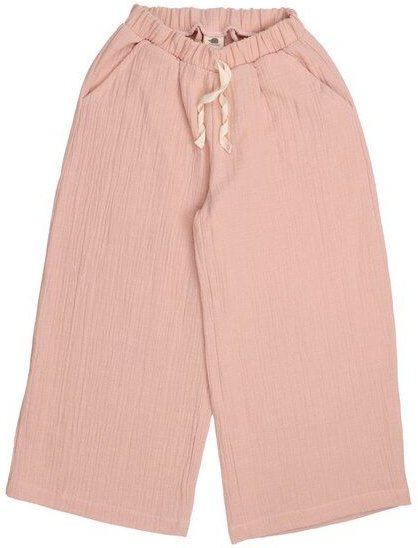 Kinderhose weit GOTS zertifiziert, rosa, „Flowers & Leaves“, Kordelbund, weich – Walkiddy