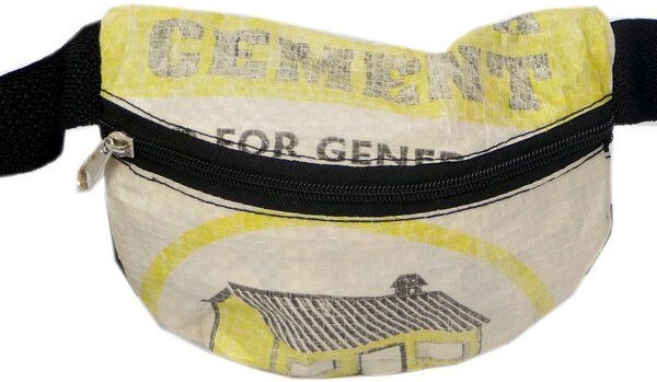 Nyuzi Blackwhite einfache kleine Bauchtasche | recycelt aus Zementsäcken in verschiedenen Farben