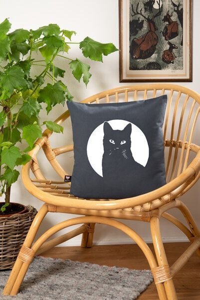 Hirschkind Bio-Kissenbezug 'Schwarzer Kater' dunkelgrau, 40*40 cm