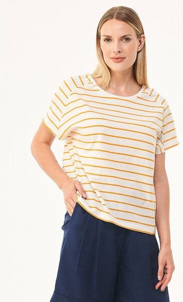 ORGANICATION Gestreiftes T-Shirt aus Bio-Baumwolle und Leinen