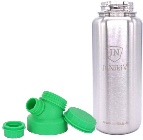 JN JuNiki's JuNiki`s isolierte Edelstahl Trinkflasche 1 Liter mit Double Neck Deckel