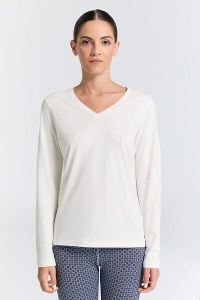 Leela Cotton Damen V-Neck Langarmshirt