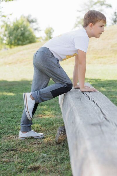Babbily Bequeme Schlupfhose im Jeans-Look mit verstärkten Knien