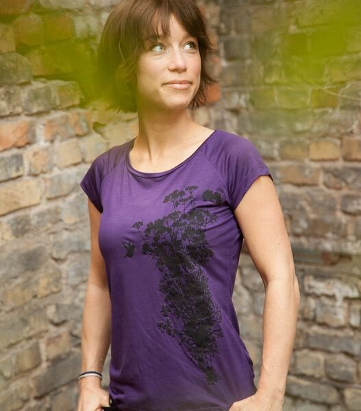 päfjes Pflanzen Kolibri - Fair gehandeltes Frauen T-Shirt mit TENCEL Lyocell