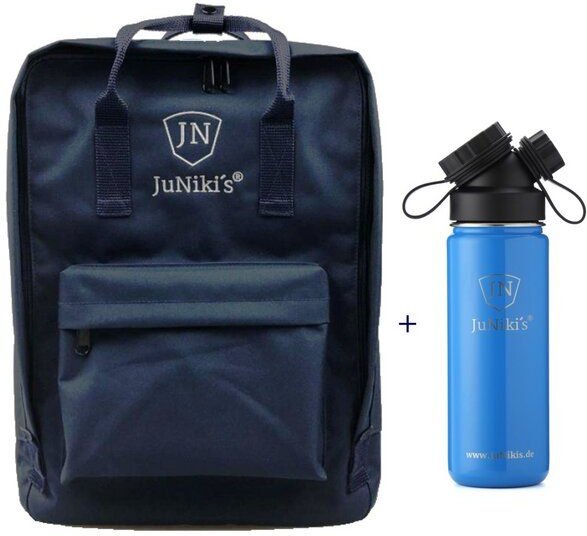 JN JuNiki's Promotion-Set: JuNiki´s Rucksack + Trinkflasche 550ml Türkis/Weiß/Blau
