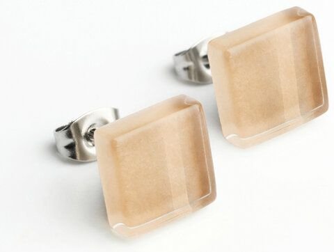 ALEXASCHA Minimalistische Ohrstecker, klein, aus Glas | PUREFORM