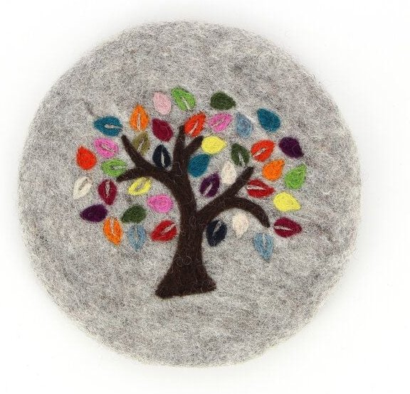 GLOBO Fair Trade Topfuntersetzer TREE OF LIFE aus Wollfilz