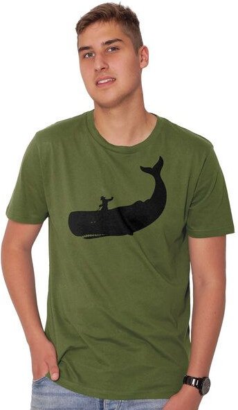 HANDGEDRUCKT "Cowboy und Wal" Männer T-Shirt