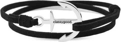 Classygood. Anker Armband Edelstahl - Silber - Alcantara-Leder Band