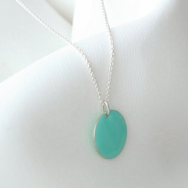 BELLYBIRD Jewellery Halskette - emailliertes Plättchen, Anhänger aus Silber mit Emaille