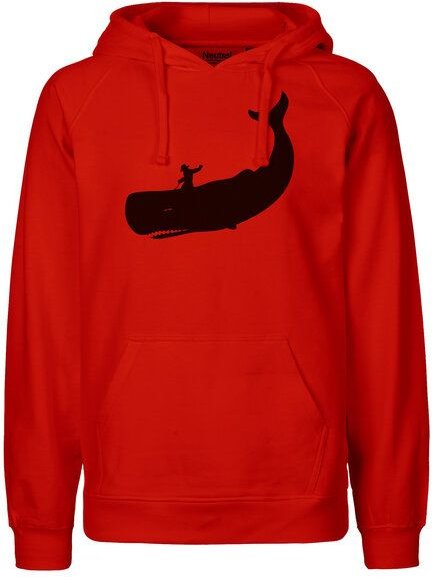 HANDGEDRUCKT "Cowboy und Wal" Männer Hoody aus reiner Biobaumwolle (kbA)