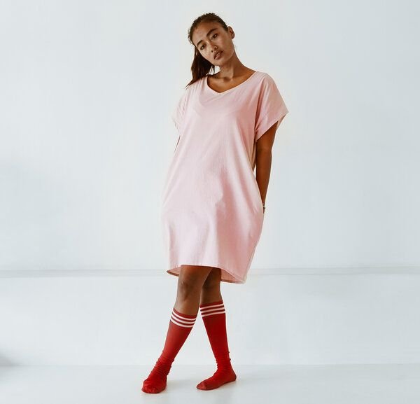 The Driftwood Tales Weit geschnittenes Baumwoll-/Leinenkleid mit zwei Seitentaschen