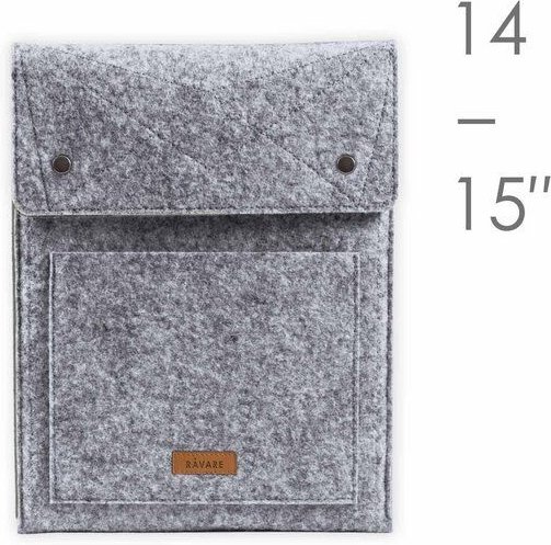 Råvare ENNO L in hellgrau-dunkelblau / Tablet- und Laptophülle aus Filz