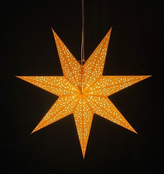 MoreThanHip Stimmungsvolle, nachhaltige Papier‑Weihnachtsstern aus FSC‑Papier - inkl. Beleuchtungsset - Luma goldenbraun