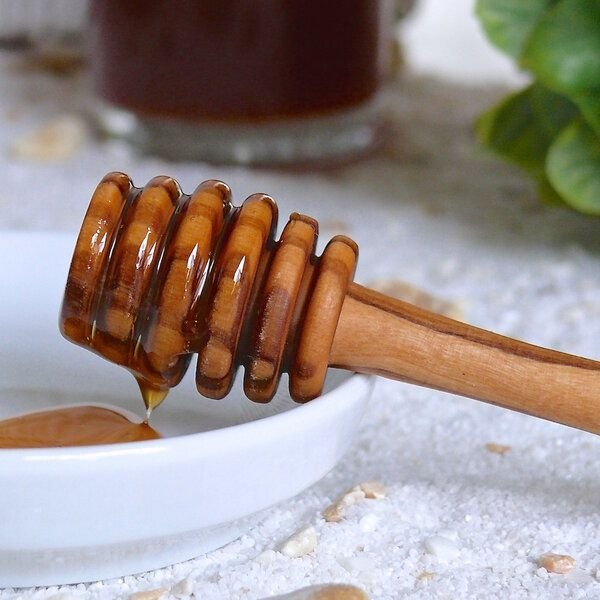 Olivenholz erleben Honigheber (14 cm) aus Olivenholz