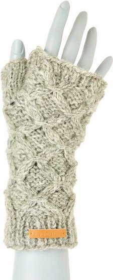 short'n'pietz Schurwollhandstulpen mit Rautenzopfstrickmuster, handgestrickt