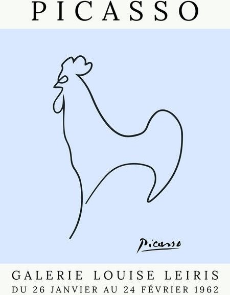 Photocircle Poster / Leinwandbild - Picasso Hahn – blau