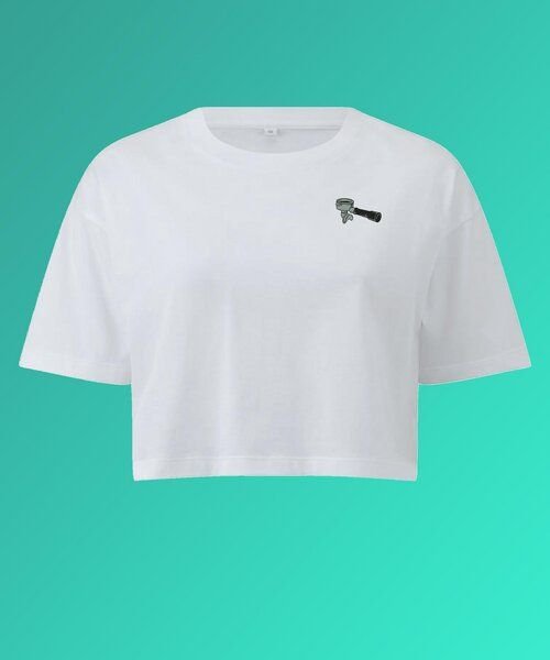 Coffee Fashion Siebträger | Besticktes Bio Baumwoll Crop Top