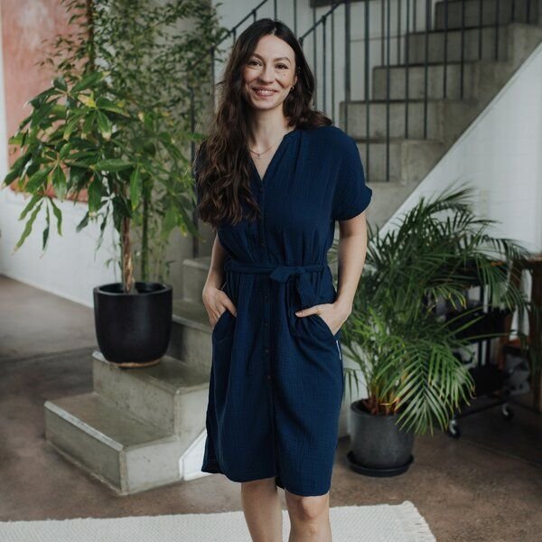 NORDLICHT Damen Musselin Blusen Kleid aus 100% Bio-Baumwolle ELLA