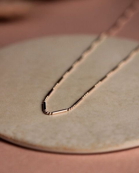 lille mus Kette 'Perlenstab' 925 Silber / vergoldet