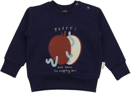 Baby Sweatshirt GOTS-zertifiziert aus Bio-Baumwolle dunkelblau mit Igel-Motiv – Walkiddy