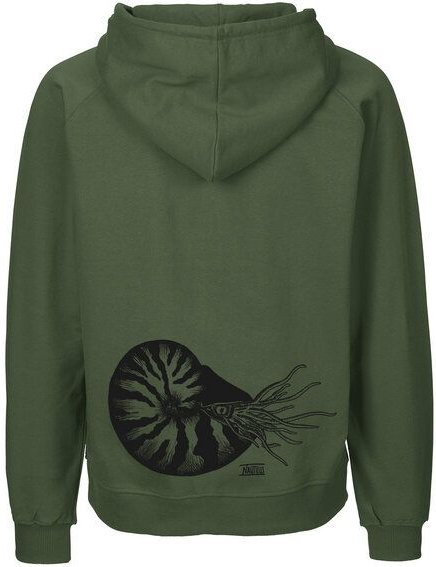 HANDGEDRUCKT "Nautilus" Männer Zip Hoody aus reiner Biobaumwolle (kbA)