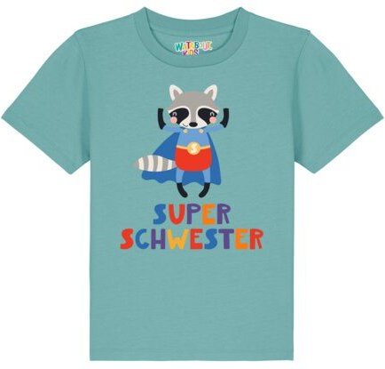 watabout.kids T-Shirt Kinder Waschbär Superschwester