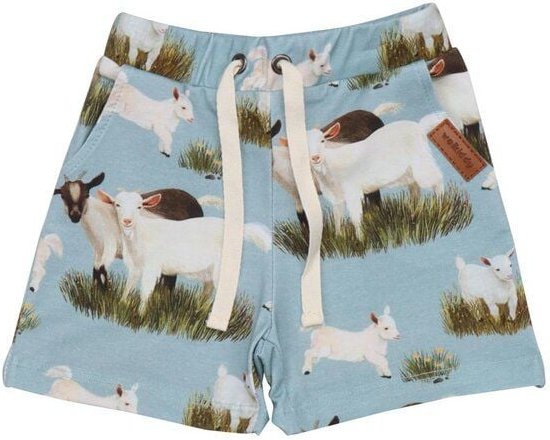 Kinder Shorts „Goat Family“ aus Bio-Baumwolle in Grün – GOTS-zertifiziert, Walkiddy