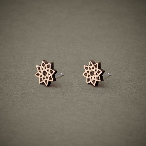 Thumbnail - feinformart Ohrstecker / Ohrring aus Holz "Stern" 7mm / 9mm