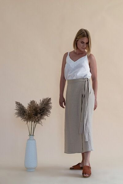 gust. Leinen-Wickelrock - Linen Wrap Skirt - 100% Bio-Leinen