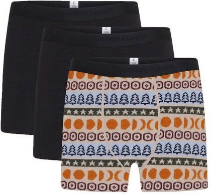 KnowledgeCotton Apparel 3er Pack Boxershorts Print Stretch Unterwäsche aus Bio-Baumwolle ROC/GOTS/Vegan
