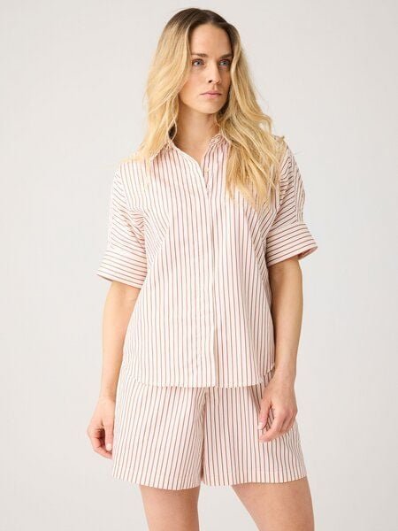 KnowledgeCotton Apparel Satinbluse mit kurzen Ärmeln ISLET aus Bio-Baumwolle